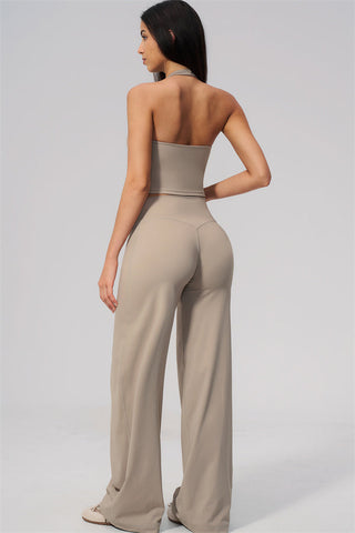 The Twirl Wide Strap Halter Crop Top