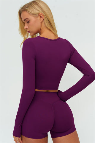 The Lushness Long Sleeve Crop top Shorts 2-Piece Set