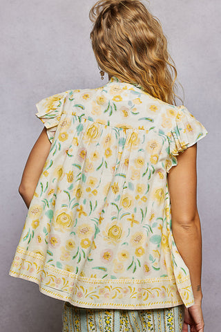 POL Tassel Tied Floral Flutter Sleeve Blouse - Glamourous Grace