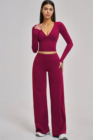 The Swoon Long Sleeve Crop top Flared Leggings 2-Piece Set