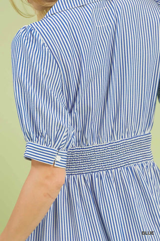 Umgee Striped Midi Dress with Front Zipper - Glamourous Grace