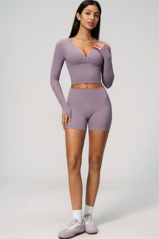 The Lox Long Sleeve Crop top Shorts 2-Piece Set
