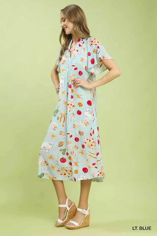 Umgee Abstract Print Flutter Sleeve Midi Dress - Glamourous Grace