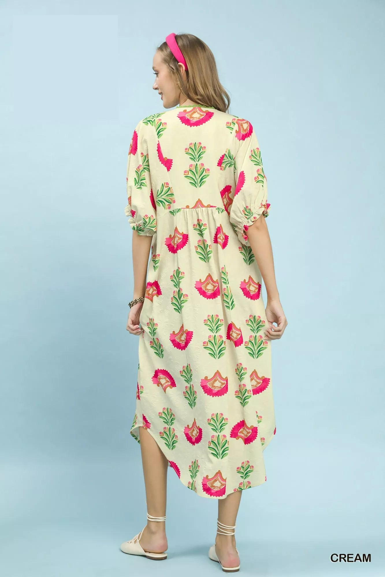 Umgee Abstract Print V-Neck Midi Dress - Glamourous Grace