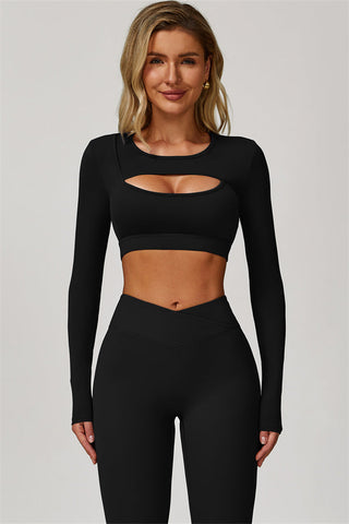 The Lavish Long Sleeve Cut-out Crop Top Leggings 2-Piece Set
