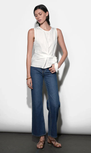 Lola Ivory Sleeveless Side Tie Blouse