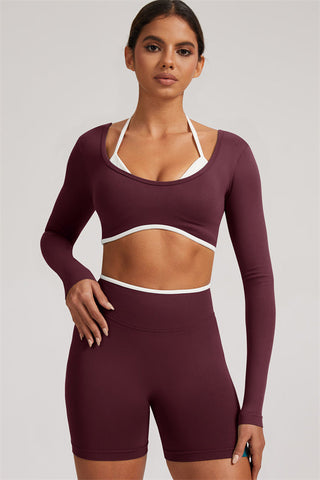 The Elevate Long Sleeve Crop top Shorts 2-Piece Set