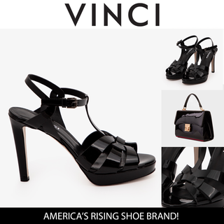 The Parisian Black Patent Leather T-Strap Platform Heel Women Sandal - Glamourous Grace