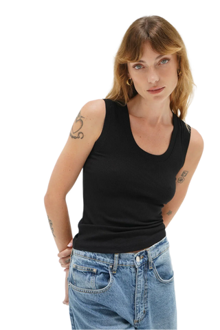 Deep U Ribbed Tank Top - Glamourous Grace