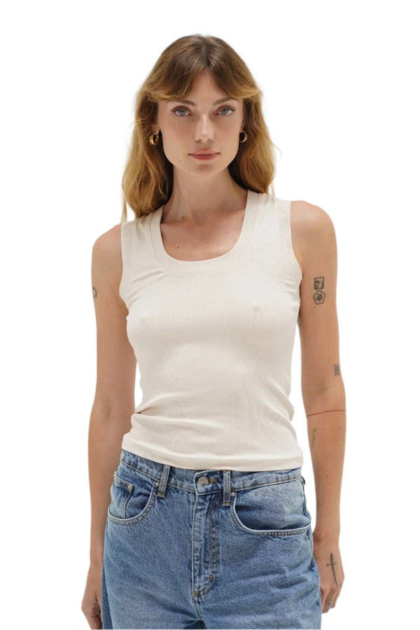 Deep U Ribbed Tank Top