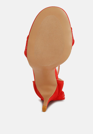 Delancy Bow Detail Lace Stiletto Sandals