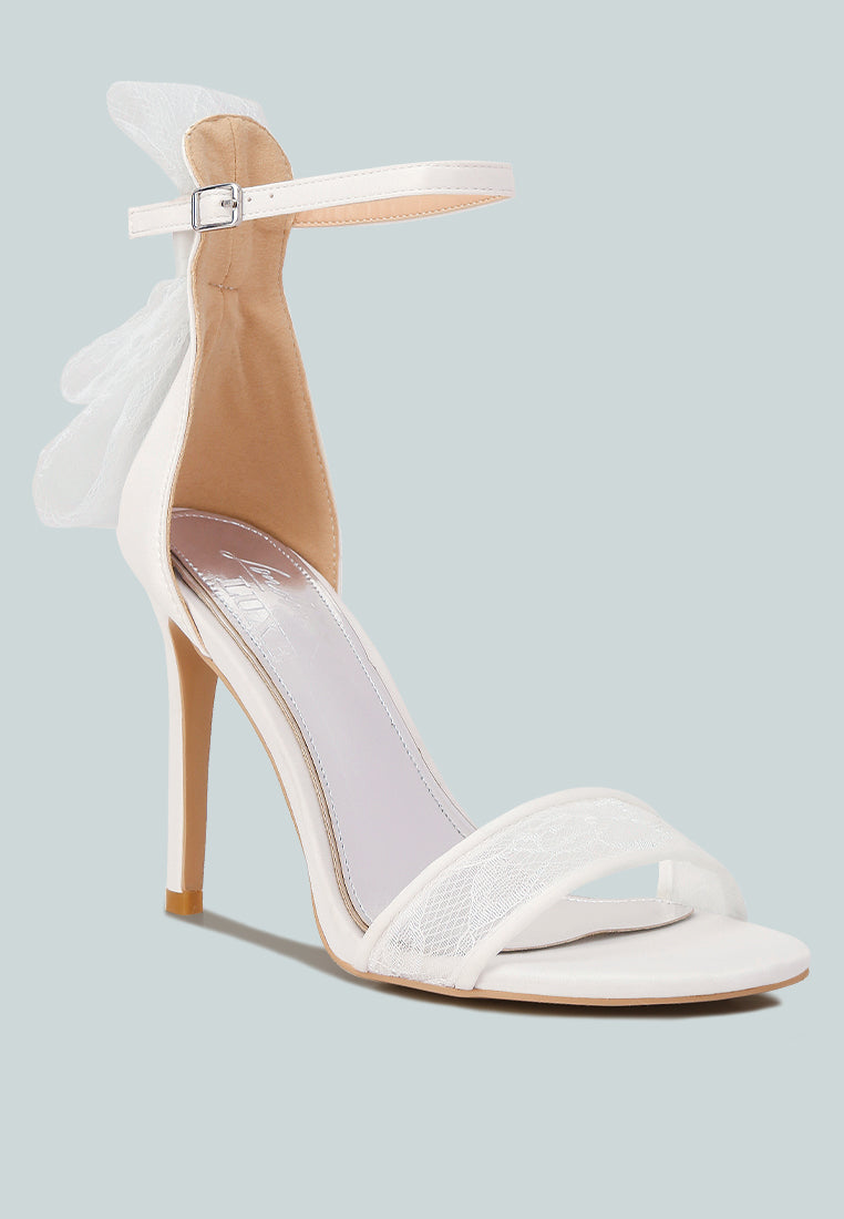Delancy Bow Detail Lace Stiletto Sandals - Glamourous Grace