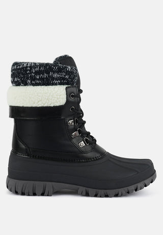 Delphine Knitted Collar Lace Up Boots - Glamourous Grace