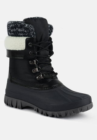 Delphine Knitted Collar Lace Up Boots - Glamourous Grace