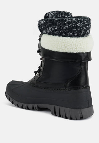 Delphine Knitted Collar Lace Up Boots - Glamourous Grace