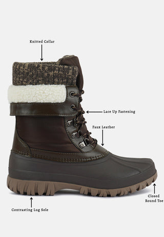 Delphine Knitted Collar Lace Up Boots - Glamourous Grace
