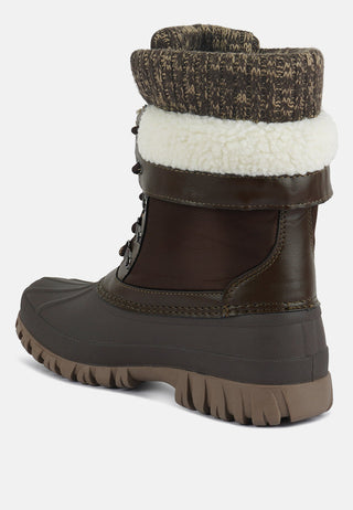 Delphine Knitted Collar Lace Up Boots - Glamourous Grace
