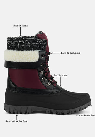Delphine Knitted Collar Lace Up Boots - Glamourous Grace