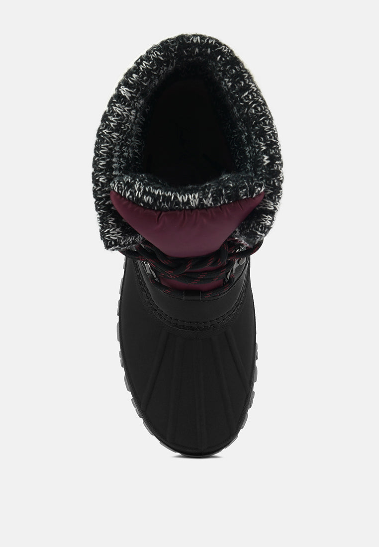 Delphine Knitted Collar Lace Up Boots - Glamourous Grace
