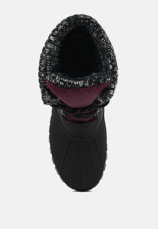 Delphine Knitted Collar Lace Up Boots - Glamourous Grace