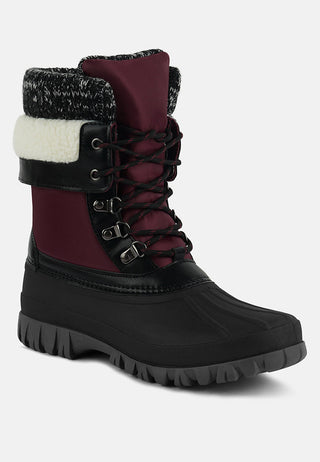 Delphine Knitted Collar Lace Up Boots - Glamourous Grace