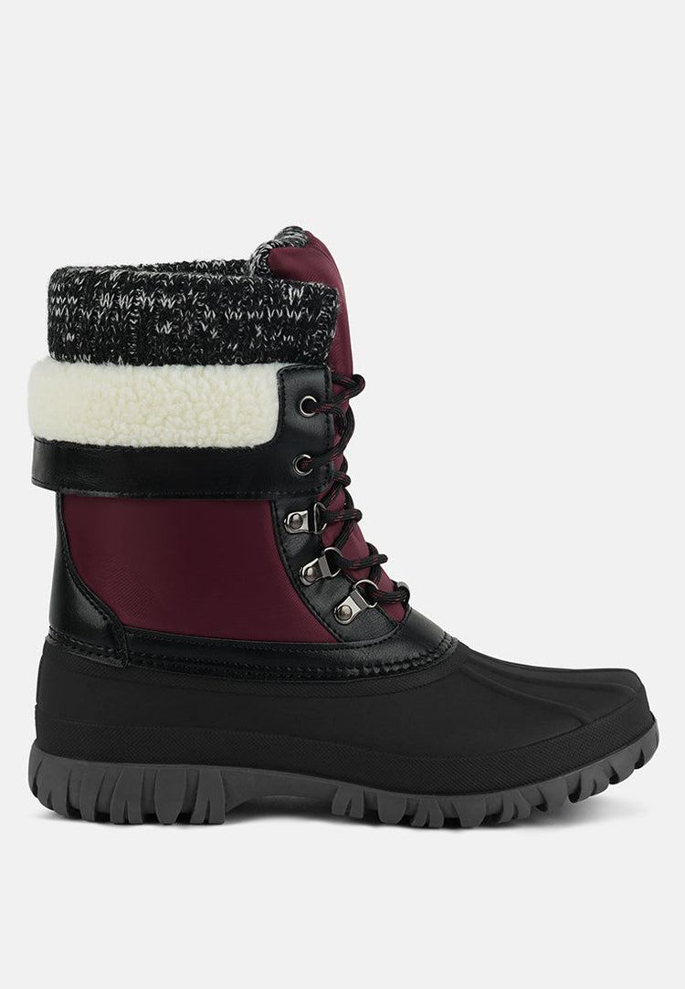 Delphine Knitted Collar Lace Up Boots - Glamourous Grace