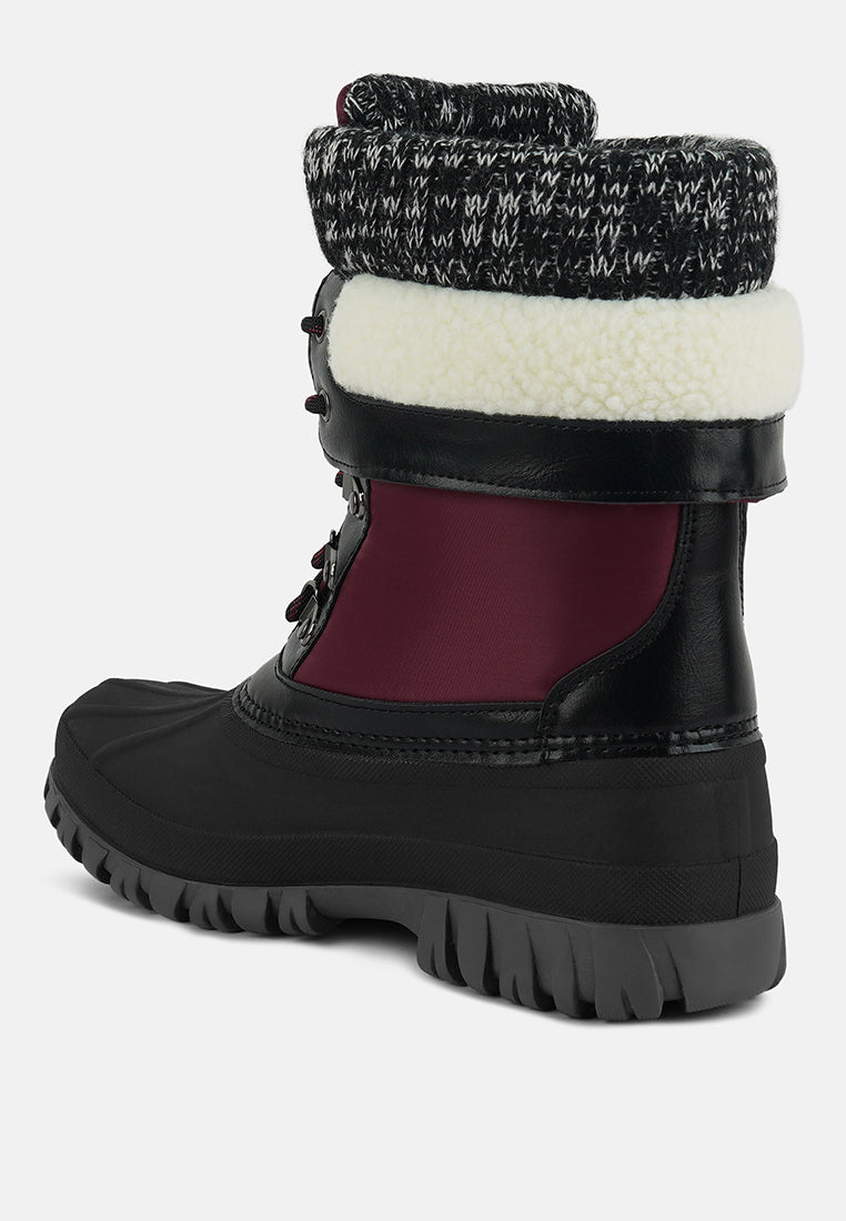Delphine Knitted Collar Lace Up Boots - Glamourous Grace