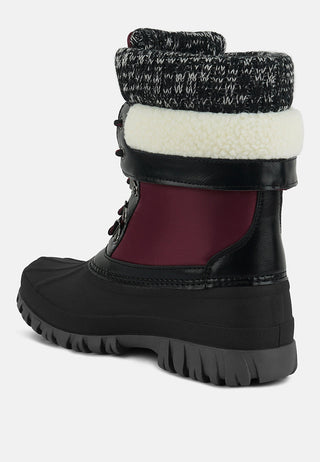 Delphine Knitted Collar Lace Up Boots - Glamourous Grace