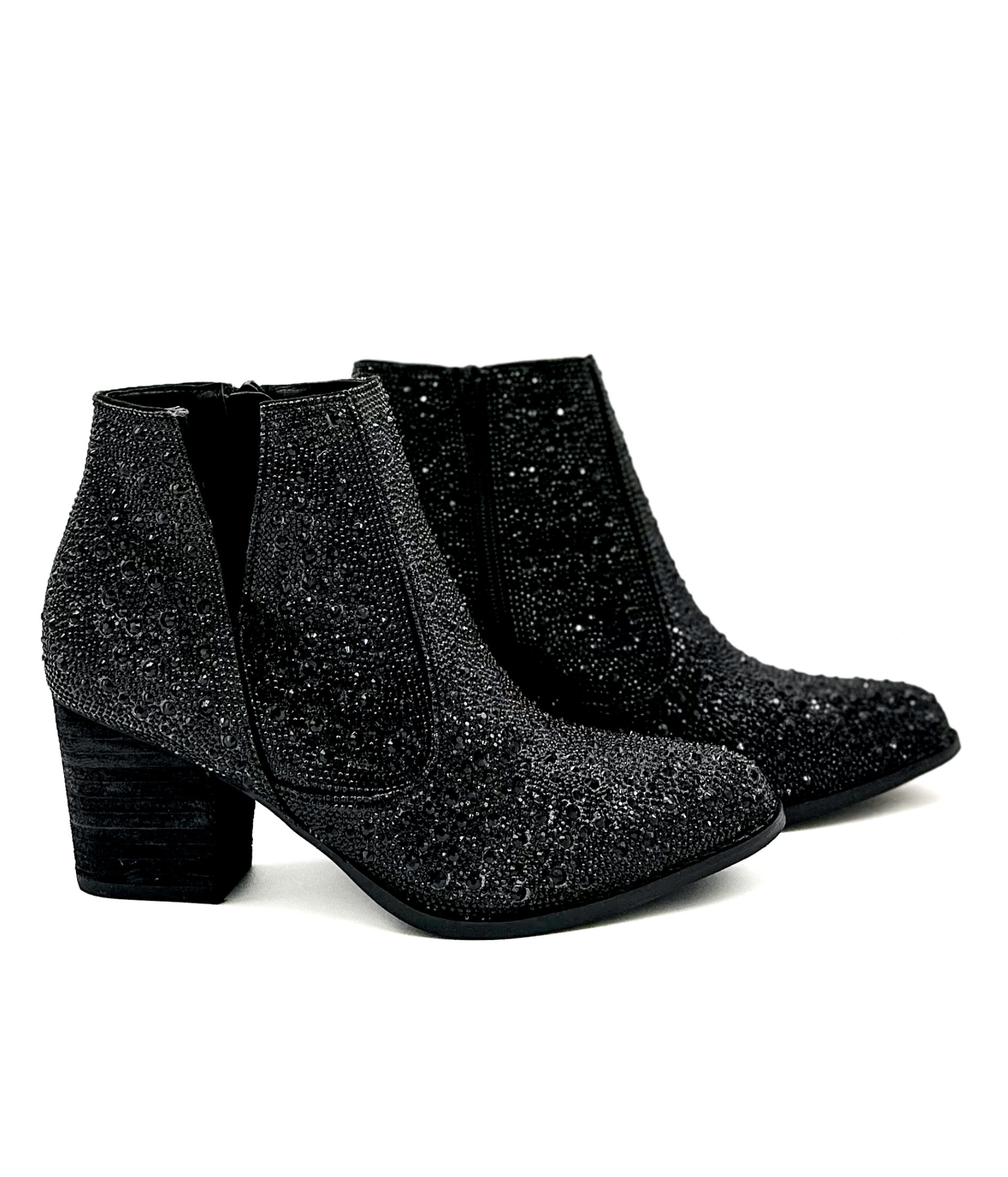 Shine Star Rhinestone Bootie in Black - Glamourous Grace