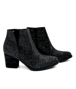 Shine Star Rhinestone Bootie in Black - Glamourous Grace