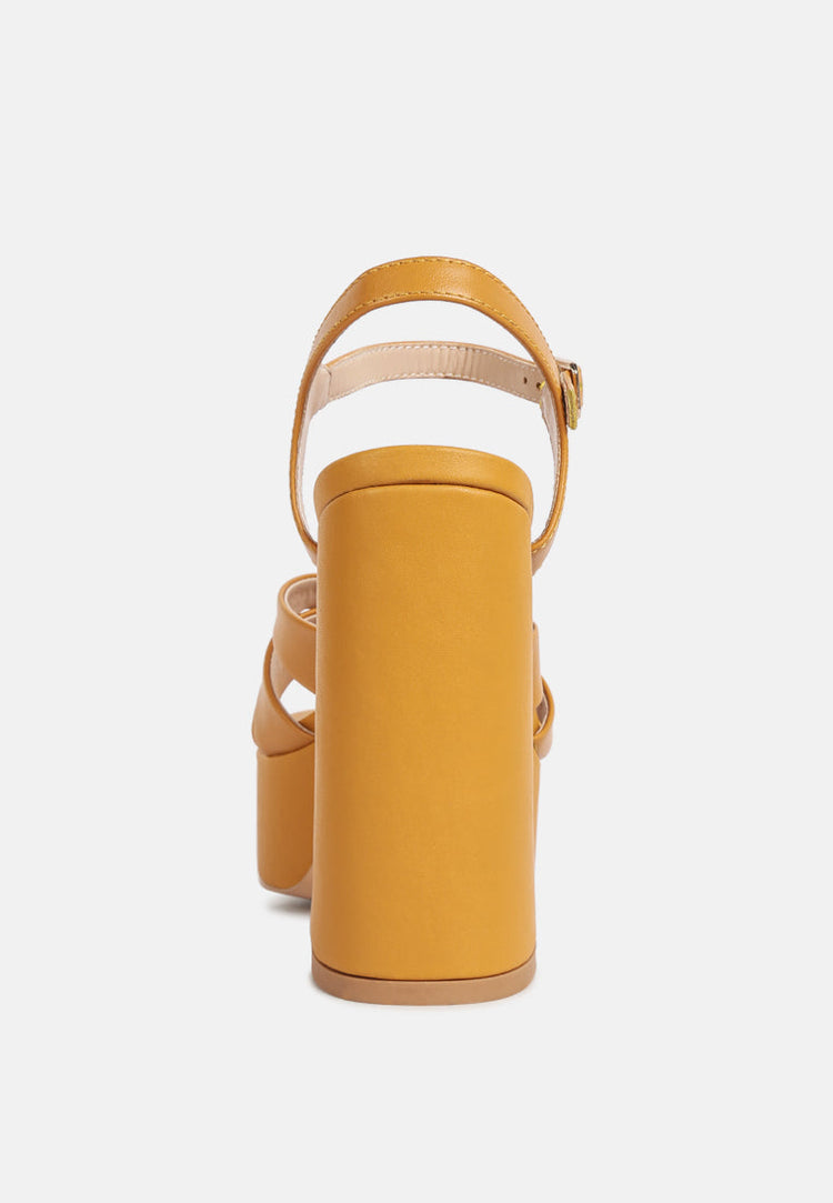 De-Vil Crisscross Straps Slim Block Heel Sandals