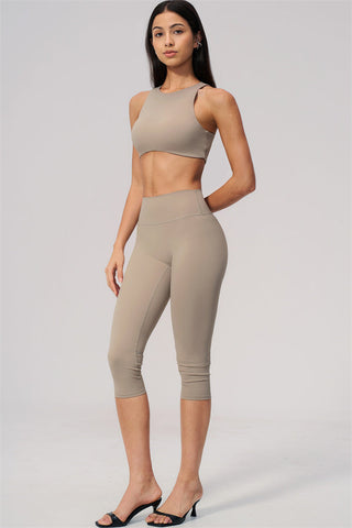 The Twirl Open Back Sports Bra Capri Leggings 2-Piece Set