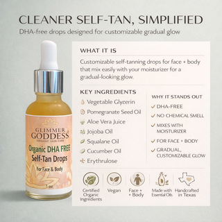 Organic DHA‑Free Tanning Drops – Gradual, No‑Odor Glow