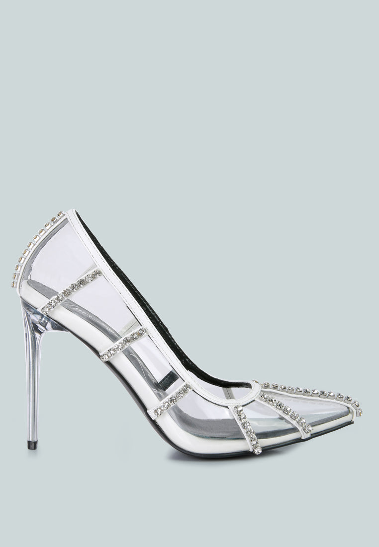 Diamante Clear Stiletto Heel Pumps - Glamourous Grace