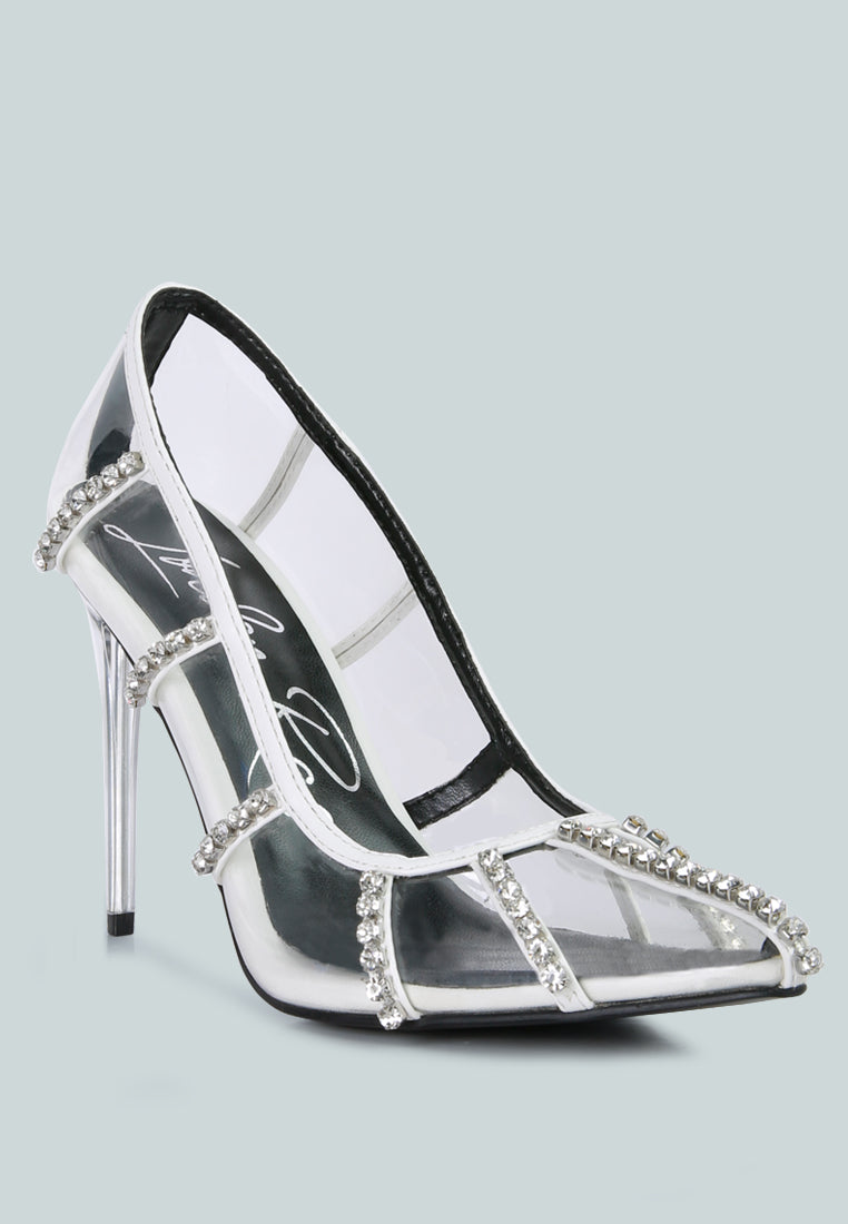 Diamante Clear Stiletto Heel Pumps - Glamourous Grace