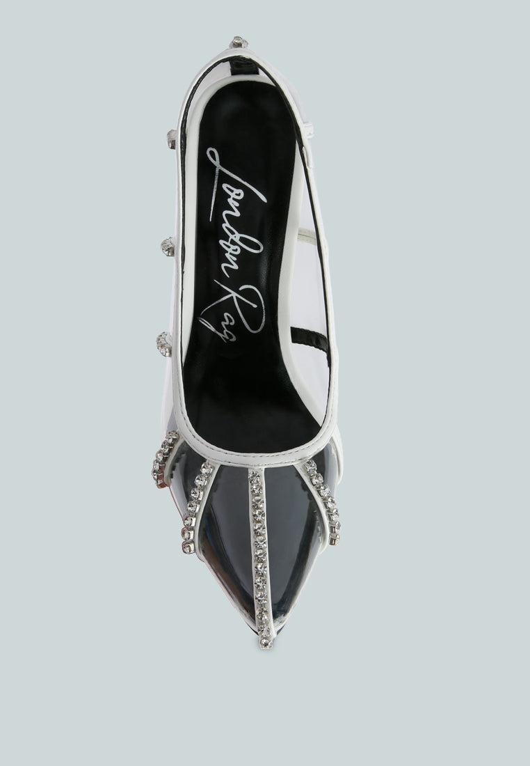 Diamante Clear Stiletto Heel Pumps - Glamourous Grace