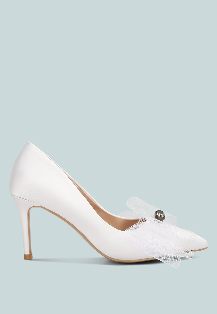 Odette Diamante Embellished Bow Stiletto Pumps - Glamourous Grace