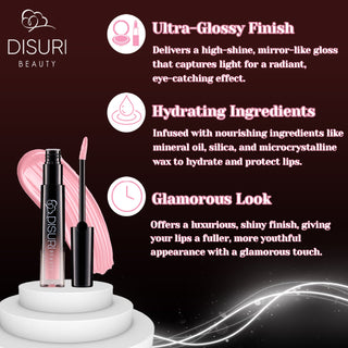 DISURI Beauty Glossy Blast Lip Gloss - Baby Pink (M70)