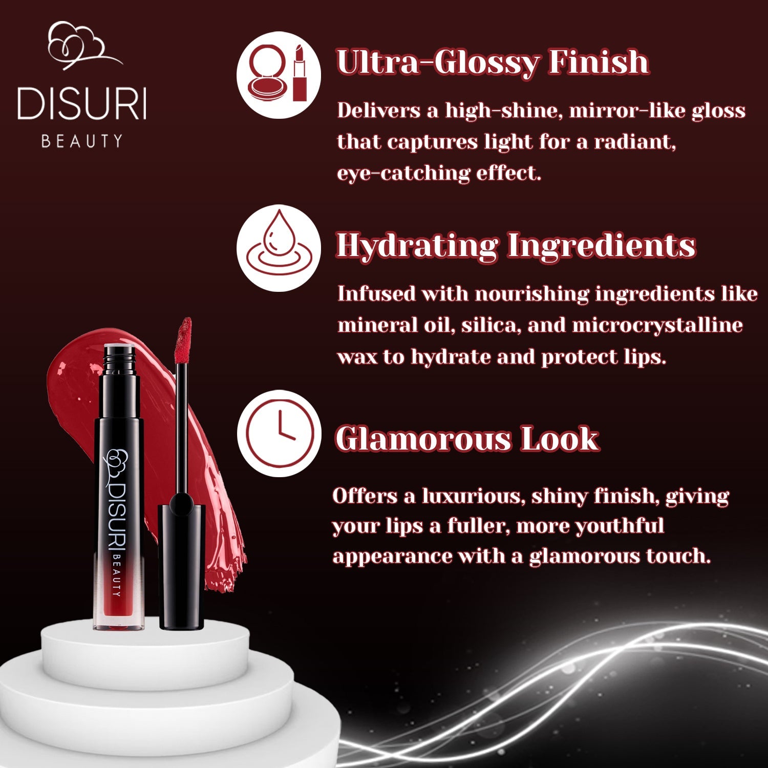 DISURI Beauty Glossy Blast Lip Gloss - Forbidden Red (M61)