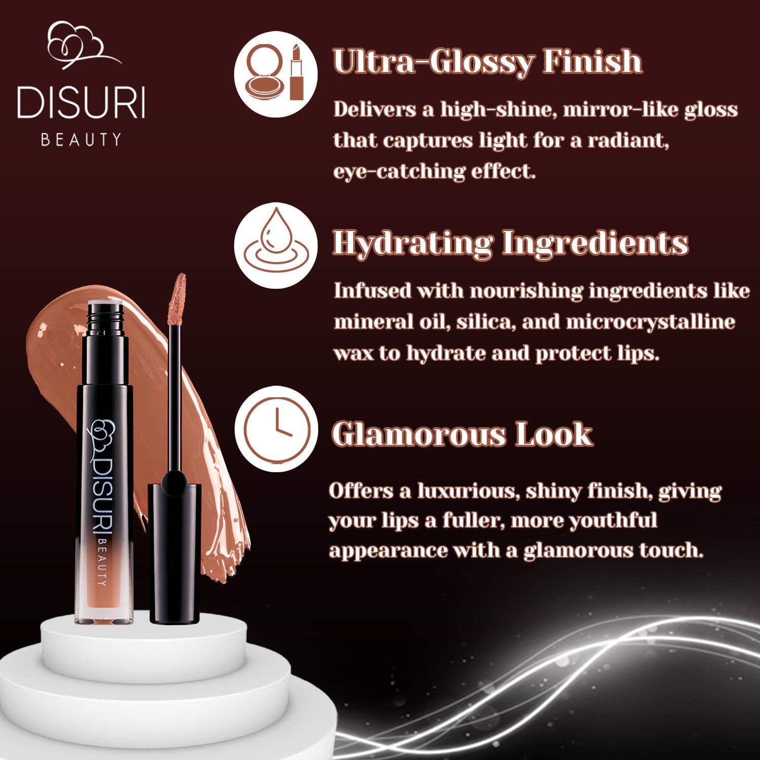 DISURI Beauty Glossy Blast Lip Gloss - Light Sauce (M52)