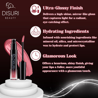 DISURI Beauty Glossy Blast Lip Gloss - Pink Berry Pie (M57)