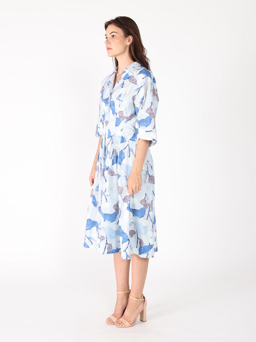 Dolman Sleeve Pleated Waist Printed Dress - Glamourous Grace