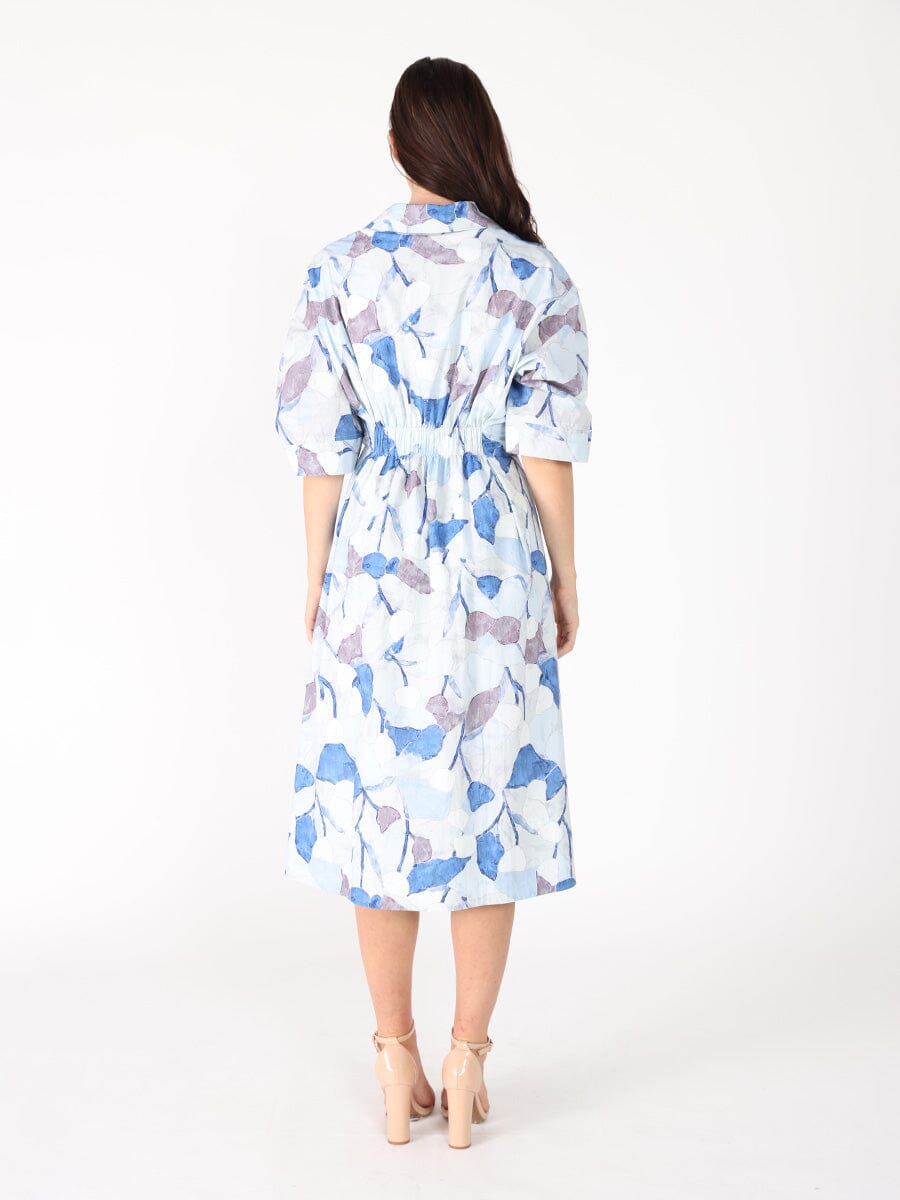 Dolman Sleeve Pleated Waist Printed Dress - Glamourous Grace