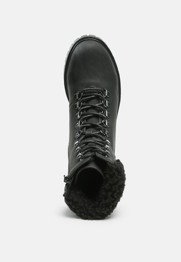 Dolon Lace Up Fur Collar Ankle Boots - Glamourous Grace