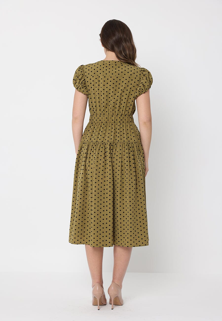 Dot Print Front Pocket with Belt Dress - Glamourous Grace