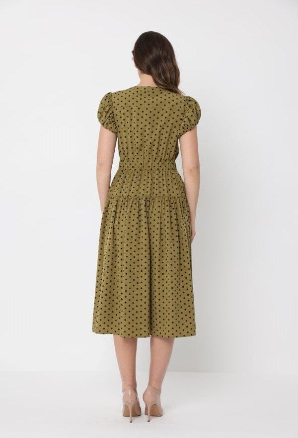 Dot Print Front Pocket with Belt Dress