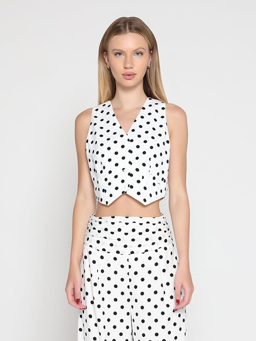Dot print jacket type top