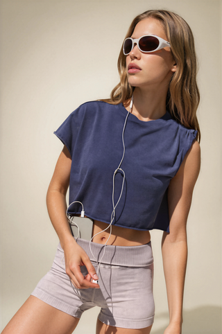 Hot Shot Cropped Tee True Navy