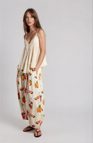 Moonflower Printed Pull-On Balloon Pants - Glamourous Grace