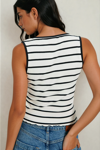 Tilly Striped Vest Black & White